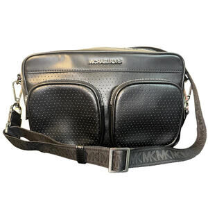 Michael Kors Hanover LG EW Leather Crossbody Bag Black Detachable Strap